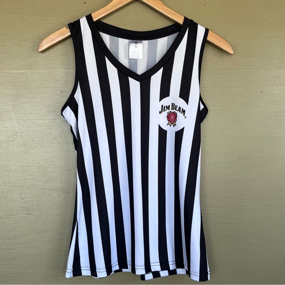 Jim Beam Promotional Referee Black White striped Tank Top Medium